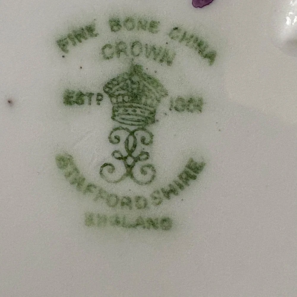 Crown Staffordshire Fine Bone China Floral Candle Holder Vintage England Rose